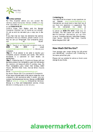 United Kingdom Green Star Energy energy business utility bill Word and PDF formats, 3 pages 3